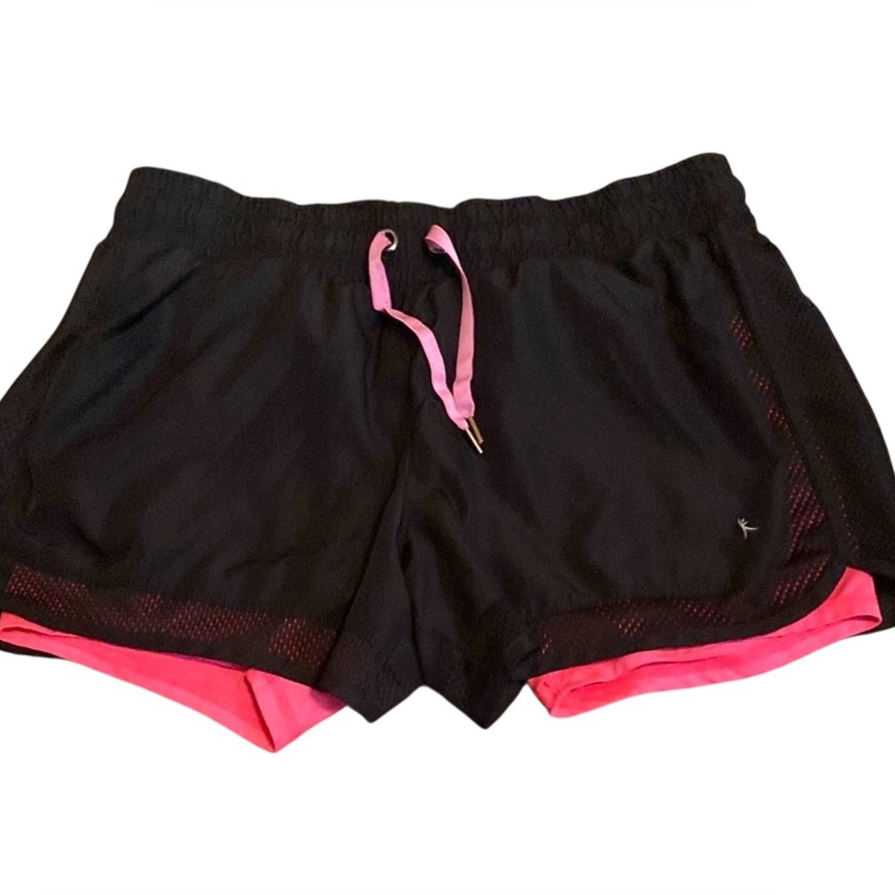 Danskin Now Lined Athletic Shorts Pink Black Medium
